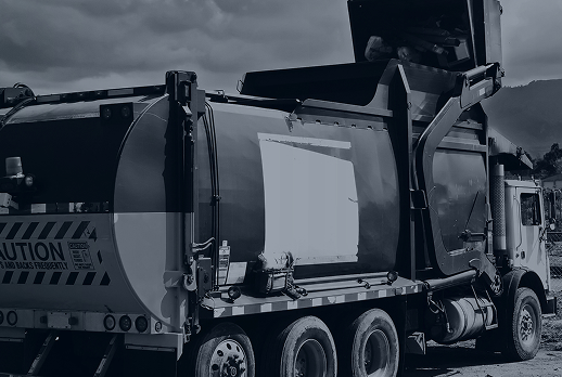 Waste collection truck in operation