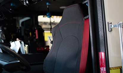 close up of an ambulance operator seat
