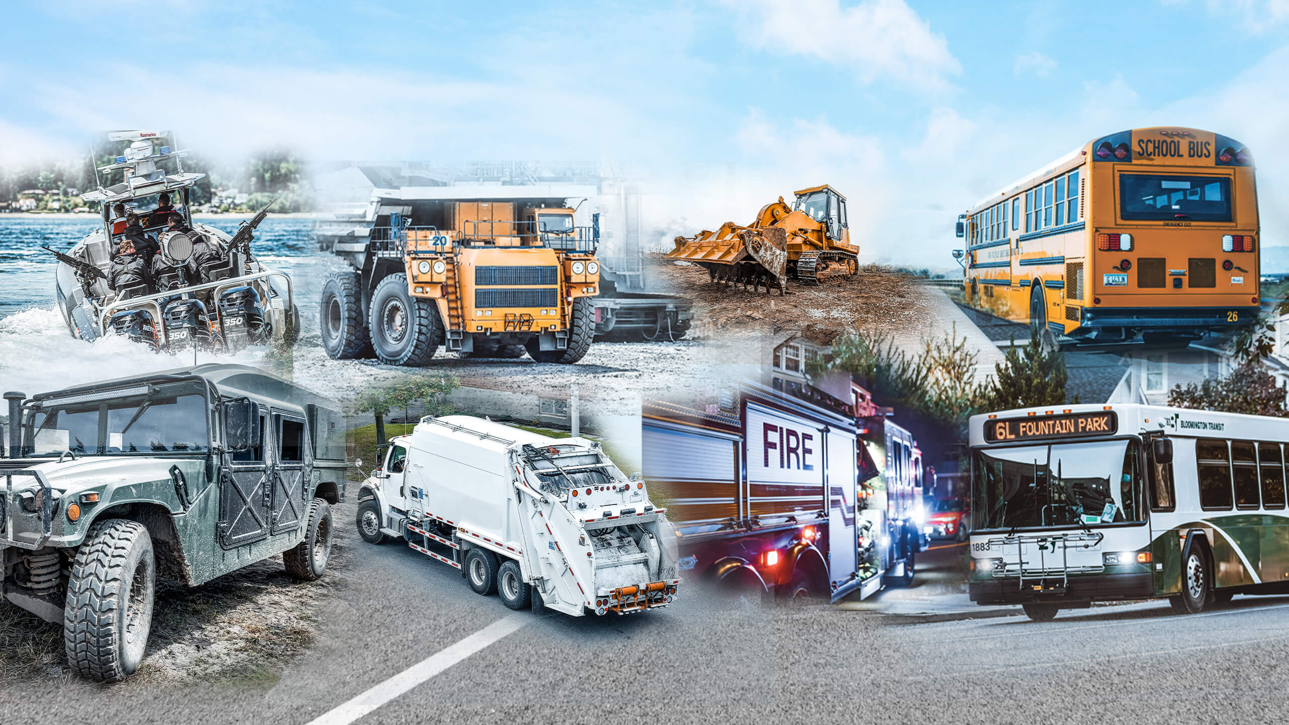 montage of a collection of all of the trucks and machinery that United Safety